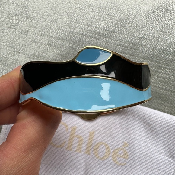 Rare Chloé Enamel Bangle Bracelet Black, Blue, Violet & Gold Tone Made in Italy - Picture 8 of 8